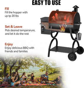 ZPG-550A Wood Pellet Grill & Smoker, 16Lbs Large Hopper Capacity, 585 Sq in Cooking Area, 8 in 1 Versatility, Black