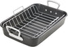 KITESSENSU Nonstick Roasting Pan with Rack 15 X 11 Inch - Turkey Roaster Pan for Ovens - Wider Handles & Heavy Duty Construction, Gray