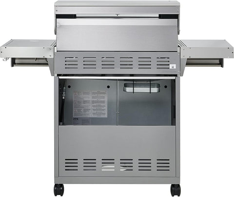 Image of Monument Grills Clearview Larger 4-Burner Propane Gas Grill Stainless Steel Heavy-Duty Cabinet Style with LED Controls & Side Burner,Mesa 400