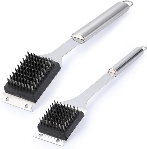 Image of 2 Pack Grill Brush and Scraper, 16.5” & 14” Wire BBQ Grill Brush for Outdoor Grill, 304 Stainless Steel Cleaning Brush BBQ Grill Accessories, Safe Grill Cleaner Brush-Ideal Gift for Men/Dad BBQ Brush