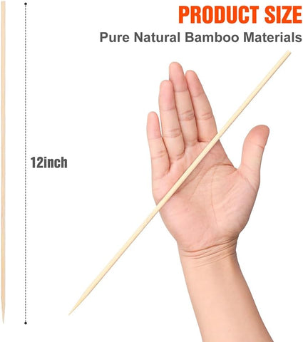 Image of 400 Pack 12 Inch Natural Bamboo Wood Barbecue Skewers for Grilling, Kabob, Fruit, Appetizer, Cocktail, Sausage, Chocolate Fountain, BBQ Sticks. (Φ=4Mm)