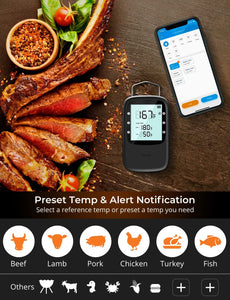 Govee Bluetooth Meat Thermometer, Wireless Meat Thermometer for Smoker Oven, Digital Grill Thermometer with 2 Probes, Timer Mode, Smart LCD Backlight BBQ Thermometer for Cooking Turkey Fish Beef