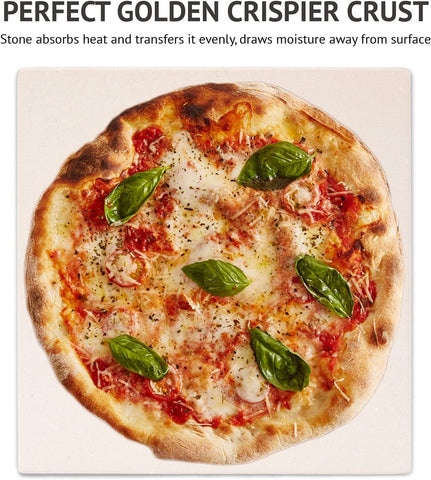 Image of 12" X 12" Pizza Stone Square Baking Stone | Premium Cordierite Pizza Grilling Stone for Grill Oven RV Oven | Bake Homemade Golden Crispy Crust Pizza