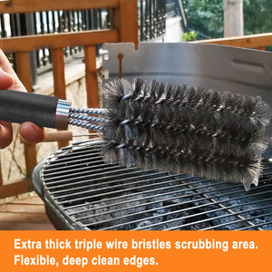 Safe Grill Brush and Scraper with Deluxe Handle - 18" Grill Cleaner Brush Stainless Steel Bristle Grill Brush for Outdoor Grill Wizard Grate - BBQ Brush for Grill Cleaning Ideal Grilling Gifts