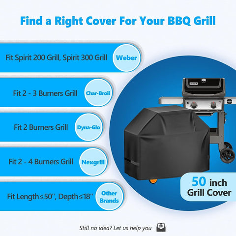 Image of Homwanna Grill Cover 50 Inch - Superior BBQ Cover for Weber Spirit Gas Grill, 600D Outdoor Grill Cover for Weber Spirit 2, Barbecue Cover Waterproof Heavy Duty for Weber Spirit Ii 200 and Spirit 300
