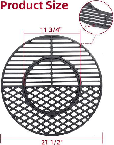 Image of X Home 8835 Cast Iron Grill Grate Replacement Gourmet BBQ System for Weber 22 Inch Kettle, Performer & Charcoal Grills, 21.5 Inch