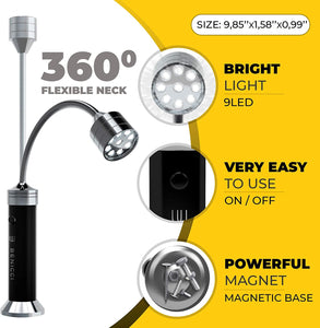 Flexible LED BBQ Grill Lights Set of 2 - the Perfect Grilling Accessories Light with 360-Degree Magnetic Base and Gooseneck - 100% Portable Weatherproof Outdoor Lamp W/ 6 Batteries Included