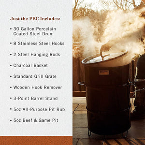 Pit Barrel Cooker Classic Package - 18.5 Inch Drum Smoker | Porcelain Coated Steel BBQ Grill | Includes 8 Hooks, 2 Hanging Rods, Grill Grate and More