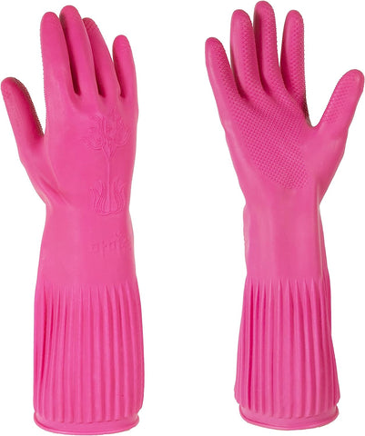 Image of Golden Non-Slip Reusable Kitchen Rubber Gloves (Large, 1 Pairs ), Cleaning, Kitchen
