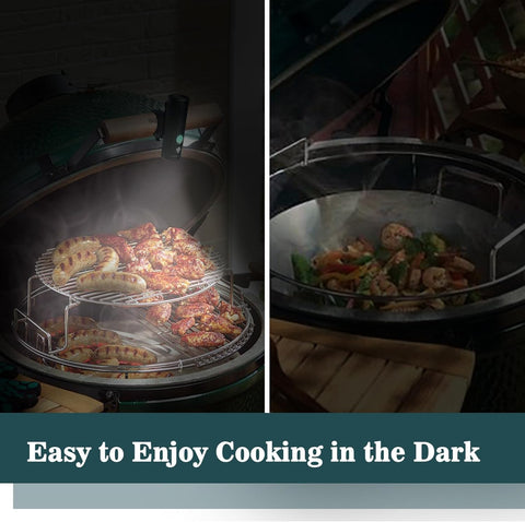 Image of Barbecue Grill Light for Big Green Egg Accessories,Outdoor LED Barbecue Lamp for Kamado Joe,Supper Bright LED Light Surrounds the BGE Handle and Illuminates All the Items You Are Cooking