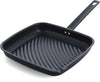 Pre-Seasoned Carbon Steel Square Grill Pan, Cast Iron, Lightweight and Durable, Sear Grill Broil Fry, Indoor Outdoor Cooking, Easy to Clean, Oven Safe, Induction, Steel Handle, Black