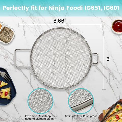 Image of Splatter Shield for Ninja FG551 Foodi - Stainless Steel Splatter Screen for Ninja FG551 Foodi, Stainless Steel Splatter Screen Accessories for Ninja Foodi Smart XL 6-In-1 Indoor Grill