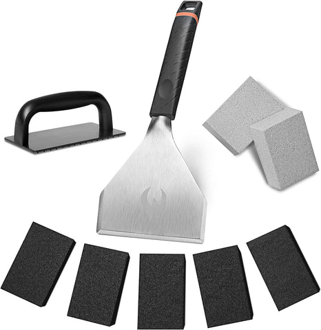 Image of Griddle Cleaning Kit for Blackstone, Griddle Cleaner Tool Set with Reinforced Heavy Duty Griddle Scraper, Grill Bricks, Scouring Pads with Handle