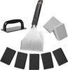 Griddle Cleaning Kit for Blackstone, Griddle Cleaner Tool Set with Reinforced Heavy Duty Griddle Scraper, Grill Bricks, Scouring Pads with Handle