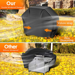 Aoretic Grill Cover 52 Inches Gas-Bbq Grill Cover for Outdoor outside Grill Waterproof,Anti-Uv Material with Hook-And-Loop & Adjustable Hem Drawstring for Weber Nexgrill Char-Broil Monument Dyna-Glo