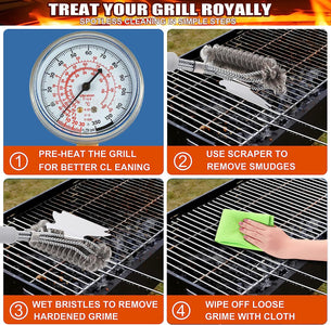 Grill Brush - Grill Brush for Outdoor Grill- BBQ Brush Safe & Efficient Cleaning - Woven W/Wire Combined Barbecue Bristles,18" Grill Cleaner Brush for Any Grill- BBQ Accessories Gifts for Men Dad