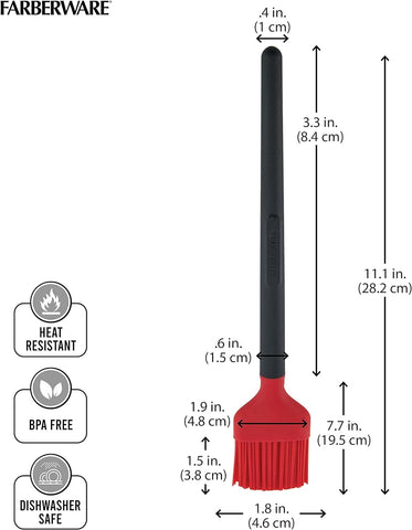 Image of Farberware 5261924 Barbecue Silicone and Plastic Basting Brush, 1 EA, Red and Black