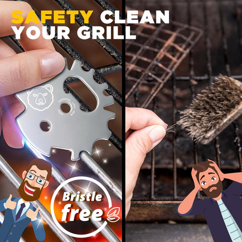 Image of Stocking Stuffers Grill Scraper BBQ - Kitchen Gadgets Gifts for Men Christmas Ideas Dad Women Safe Grill Gate Grate Cleaner Tools for Barbeque Cleaning Bristle Free Must Have Cool Grilling Accessories