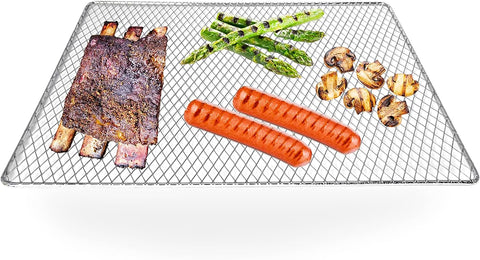 Image of Qualkits (3-Pack) Disposable & Reusable BBQ Grill Topper - 14X11 Inch Rectangular Premium Grilling Mat for Vegetables & Meats - Outdoor Barbecue Tray, Non-Stick, Easy-To-Clean Grill Liner