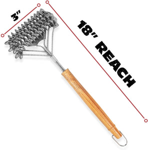 BBQ-AID Grill Brush for Outdoor Grill Bristle Free - 18" BBQ Brush for Grill Cleaning Kit - Safe BBQ Grill Cleaner Brush and Scraper - Stainless Grill Cleaning Brush for Any Grill, Grill Accessories