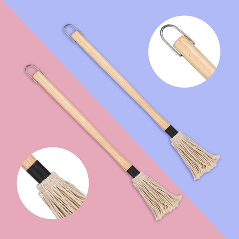 Image of 2Pcs Grill Basting Mops with 2Pcs Extra Replacement Brushes, 18 Inch Barbecue Mop Brush BBQ Sauce Basting Mops Oil Brush Basting Mops for Roasting or Grilling, Smoking, Steak