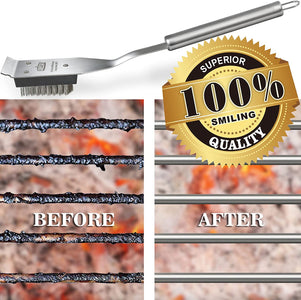 Grill Brush and Scraper, Wire BBQ Grill Brush for Outdoor Grill, 16.5” Grill Cleaning Brush BBQ Grill Accessories, Safe Grill Cleaner Brush-Ideal Gift for Men/Dad BBQ Brush for Grill Cleaning