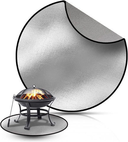 Image of Fire Pit Mat - round Fireproof Mat for under Fire Pit - Easy to Clean Heat Resistant under Grill Mats for Outdoor Grill - Heat Shield Rug Great as a Grill Mat, Smoker Pad, on Patio (24 In)