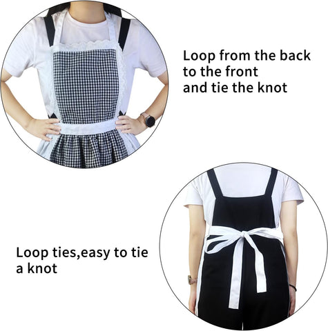 Image of Matching Apron for Kids and Mom, Women Child Kitchen Apron Set with Chef Hat for Cooking Baking BBQ