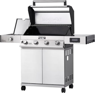Monument Grills Denali D405 4-Burner Liquid Propane Gas Smart Bbq Grill Stainless Steel with Smart Technology, Side Burner and LED Controls