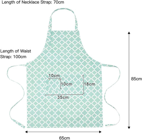 Image of Kitchen Cooking Aprons with 3 Pockets for Men Women - Cotton Adjustable Professional Grade Chef Apron for Kitchen, BBQ & Grill (Grass Green)