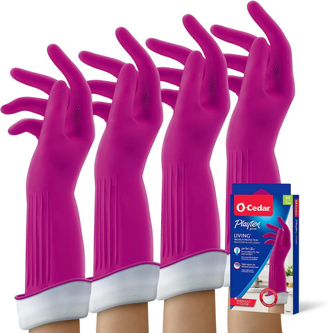 Image of Living Reuseable Rubber Cleaning Gloves, Medium 2 Pairs [Packaging and Color May Vary]