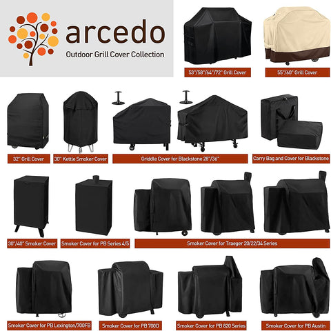Image of Arcedo BBQ Grill Cover 55 Inch, Waterproof Grill Cover for Outdoor Grill, Rip-Proof, Fade Resistant Barbecue Gas Grill Cover for Weber, Char Broil, Nexgrill Etc., All Weather Resistant
