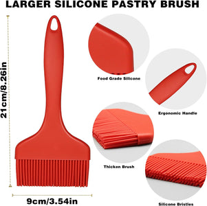 Silicone Basting Brush, Large BBQ Pastry Brush for Cooking, Extra Wide Basting Brush for Grilling Cooking Baking, Kitchen Brush Heat Resistant BBQ Food Brush for Sauce Butter Oil Marinades(Red)