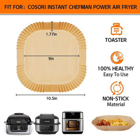 Image of Air Fryer Liners for Ninja AG301 Foodi Grill Accessories,100Pcs Air Fryer Disposable Paper Liner for Ninja AG301 5-In-1 Grill Air Fryer Parchment Paper Liners Ninja Foodi Air Fryer Oven Baking Paper