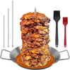 Al Pastor Skewer for Grill, Stainless Steel Vertical Skewer, Brazilian Vertical Spit Stand with 3 Removable Spikes(8”/10"/12”) & Brushes, for Tacos Al Pastor, Shawarma Kebabs Smoker Oven BBQ Dishes