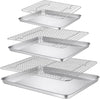 P&P CHEF Baking Sheet and Rack Set, 6 PACK (3 Sheets + 3 Racks), 3 Sizes Stainless Steel Baking Pans Cookie Sheets with Cooling Racks for Cooking & Roasting, Oven & Dishwasher Safe, Healthy & Durable