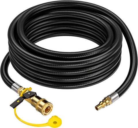 Image of 20 FT Quick Connect Propane Hose for RV to Grill, RV Propane Quick Connect Hose, Quick Disconnect Propane Hose Extension with 1/4"Safety Shutoff Valve for Grills, Griddles, Stove, Heater