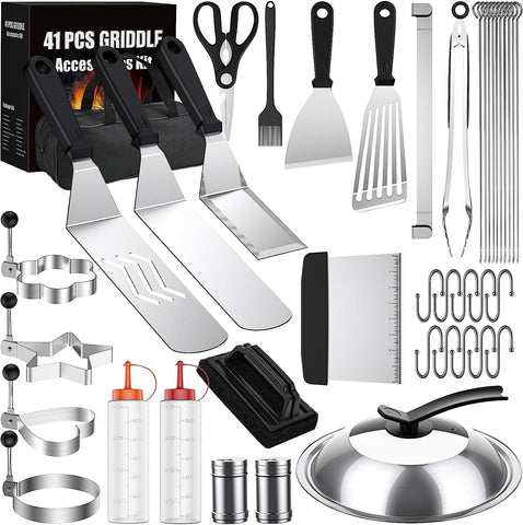 Image of Blackstone Griddle Accessories Kit,41Pcs Flat Top Grill Accessories Set for Blackstone and Camp Chef,Professional Stainless Steel Griddle Grill Tools Set for Outdoor BBQ Teppanyaki Camping
