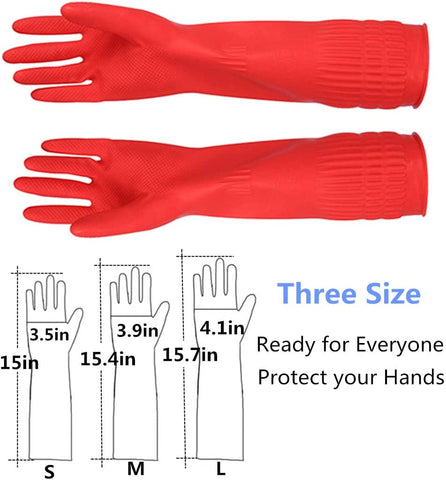 Image of Rubber Cleaning Gloves Kitchen Dishwashing Glove 3-Pairs,Waterproof Reuseable.(Medium)