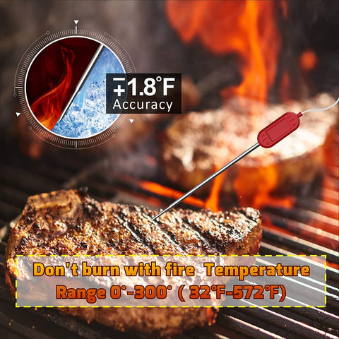 Image of 500FT Digital Meat Thermometer Wireless Thermometer with Multy Probes Bluetooth Thermometer Kitchen Thermometer for Smoker Grilling Oven
