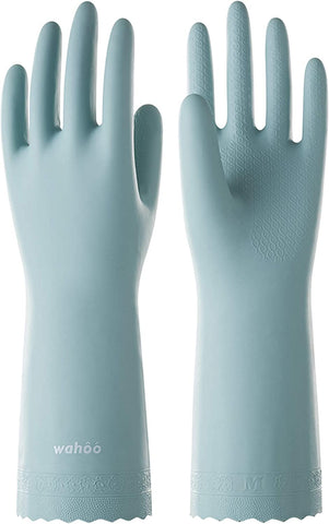 Image of LANON Wahoo Skin-Friendly Dishwashing Cleaning Gloves, Reusable Unlined Kitchen Gloves, Non-Slip, Surf Spray, Small