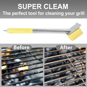 Grill Brush Bristle Free Grill Cleaner Brush with Scraper No Wire Brush Bristle Free Safe Grill Brush for Outdoor Grill BBQ Scraper for Grill Brush Safe Grill Sponge Wire Free Grill Steam Brush