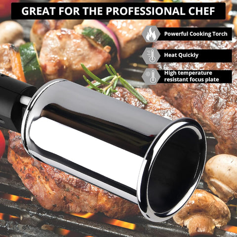 Image of Sondiko Powerful Grill & Cooking Propane Torch L8010, Sous Vide, Campfire Starter, Adjustable Wood Torch Burner for Searing Steak, BBQ, Welding(Black, Grey) Propane Tank Not Included