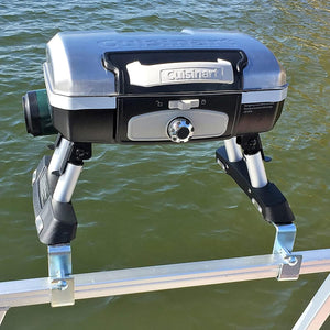Cuisinart Grill Modified for Pontoon Boat with Arnall'S Stainless Grill Bracket Set SILVER