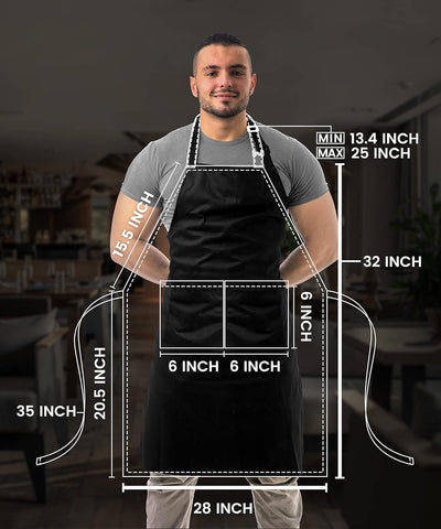Image of 2 Pack Bib Apron, Adjustable with 2 Pockets, Water and Oil Resistant, Cooking Kitchen Chef Apron for Women Men
