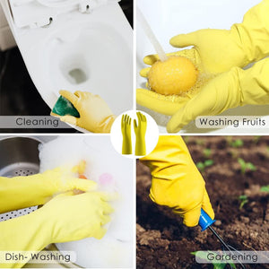 Reusable Latex Gloves for Dishwashing Cleaning,Water Resistant Household Gloves for Kitchen Bathroom