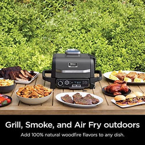OG751BRN Woodfire Pro Outdoor Grill and Smoker with Built in Thermometer, 7 in 1 Master Grill, Grey, Electric, with XSKCOVER Cover + XSKOP2RL All Purpose Blend Pellets+Xskunstand Stand