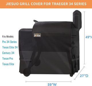 Grill Cover for Traeger 34, Grill Accessories for Traeger Pro 34 Series, Heavy Duty Waterproof Pellet Grill Smoker Cover