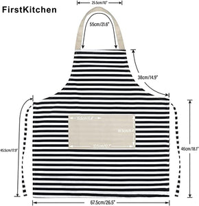 Kitchen Apron Women, Apron with Pockets,Striped Apron, Cooking Aprons for Women, Kitchen Bib Apron for Baking