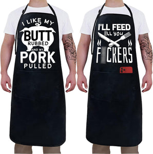 2 Pack-Funny Aprons for Men Birthday Gifts for Dad Mens Gifts Birthday Gifts for Men Kitchen Chef Grilling Cooking BBQ Apron